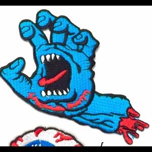 Zombie Hand blue patch iron on DIY Punk scary